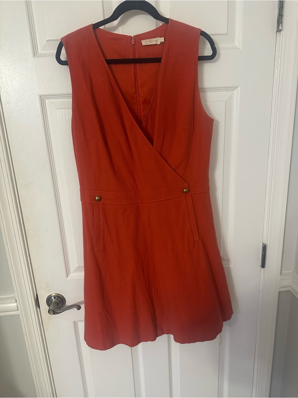 Tory Burch Orange Sleeveless Wrap Val Dress Elegant Fit & Flare Dress